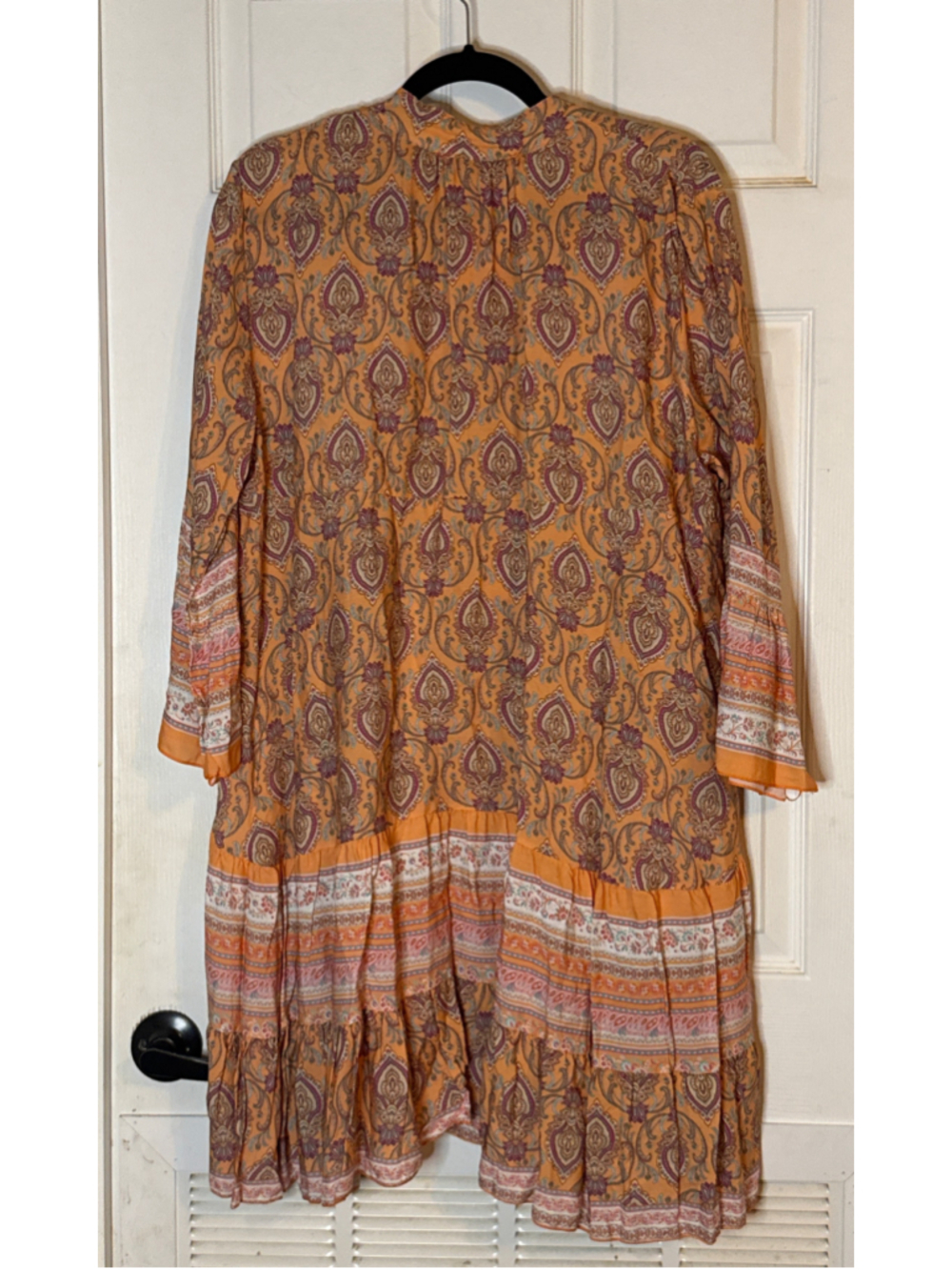 Paisley Tunic Dress Orange Purple Made in Italy - Picture 3 of 5